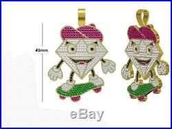 Funny Cartoon Character Customized 925 Sterling Silver Cubic Zirconia Pendant
