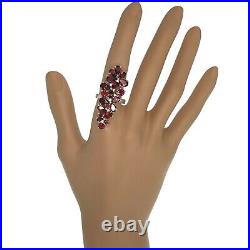 Garnet Gemstone 9.3ct Pear Round Cluster Long Cocktail Sterling Silver 925 Ring