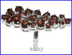 Garnet Gemstone 9.3ct Pear Round Cluster Long Cocktail Sterling Silver 925 Ring