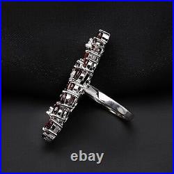 Garnet Gemstone 9.3ct Pear Round Cluster Long Cocktail Sterling Silver 925 Ring