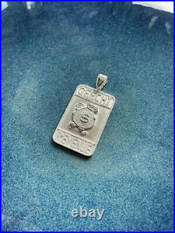 Geechi Revenue 925 Sterling Silver Pendant Cubic Zirconia Stones Iced Out White
