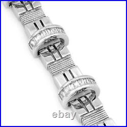 Gentlemen's Bracelet 925 Sterling Silver 15 cwt Cubic Zirconium Size 8.5. New