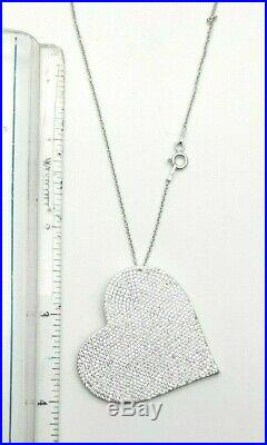 Genuine Solid 925 Sterling Silver Pave Cubic CZ Pedant Chain Set Big HUGE Wide