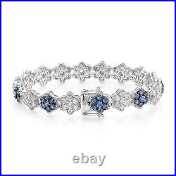 Gifts Wedding 925 Silver Bracelet Cubic Zirconia CZ Sapphire Size 7 Ct 13.4