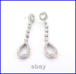 Glamorous Sterling Silver & Cubic Zirconia Dangly Wedding Event Earrings 6.1g