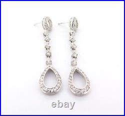 Glamorous Sterling Silver & Cubic Zirconia Dangly Wedding Event Earrings 6.1g