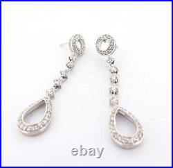 Glamorous Sterling Silver & Cubic Zirconia Dangly Wedding Event Earrings 6.1g