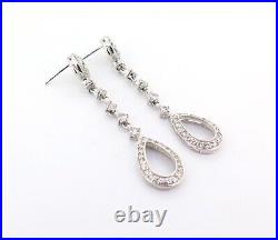 Glamorous Sterling Silver & Cubic Zirconia Dangly Wedding Event Earrings 6.1g