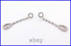 Glamorous Sterling Silver & Cubic Zirconia Dangly Wedding Event Earrings 6.1g