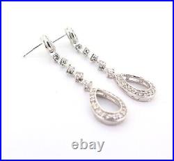 Glamorous Sterling Silver & Cubic Zirconia Dangly Wedding Event Earrings 6.1g