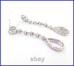 Glamorous Sterling Silver & Cubic Zirconia Dangly Wedding Event Earrings 6.1g