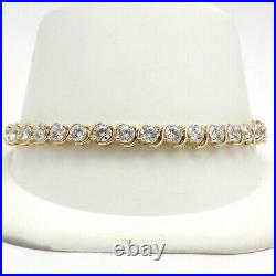 Gold Vermeil Sterling Silver 16ctw CZ Cubic Zirconia S Link Tennis Bracelet 7in