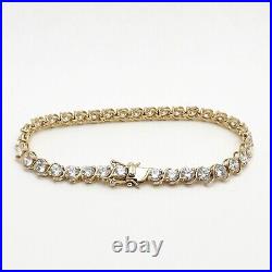 Gold Vermeil Sterling Silver 16ctw CZ Cubic Zirconia S Link Tennis Bracelet 7in