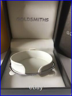 Goldsmiths Sterling Silver Cubic Zirconia Bangle Bracelet New In Box