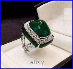 Gorgeous Emerald and White Cubic Zirconia Wedding Rings In 925 Sterling Silver