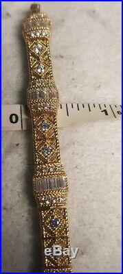 Gorgeous Judith Ripka Gold Clad Cubic Zirconia Bracelet 925 Silver 7
