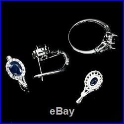 Gorgeous Oval 7x5mm Blue Blue Sapphire Cubic Zirconia 925 Sterling Silver Sets