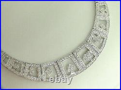 Gorgeous Sterling Silver Cubic Zirconia Poker Style Choker Necklace