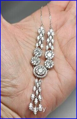 Gorgeous Y-Drop Sterling Silver & Cubic Zirconia Adjustable Necklace, Stamped DJ