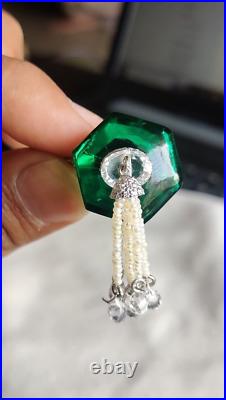 Green Cubic Zirconia 925 Sterling Silver Ring White Tassel Party Wear Jewelry 7