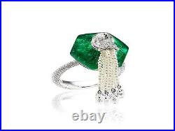 Green Cubic Zirconia 925 Sterling Silver Ring White Tassel Party Wear Jewelry 7