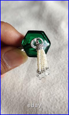 Green Cubic Zirconia 925 Sterling Silver Ring White Tassel Party Wear Jewelry 7