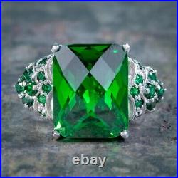 Green Cubic Zirconia Cocktail Ring Italian Sterling Silver Gorgeous