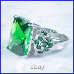 Green Cubic Zirconia Cocktail Ring Italian Sterling Silver Gorgeous