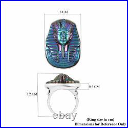 Green Cubic Zirconia, Rainbow Doublet Quartz Face Ring for Women Silver 4.14ct