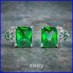 Green Cubic Zirconia Stud Earrings Italian Sterling Silver Fabulous