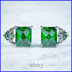 Green Cubic Zirconia Stud Earrings Italian Sterling Silver Fabulous