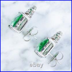 Green Cubic Zirconia Stud Earrings Italian Sterling Silver Fabulous