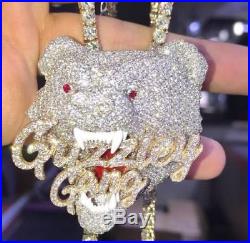 Grizzley Gang Customize 925 Sterling Silver Cubic Zirconia Pendant With Chain
