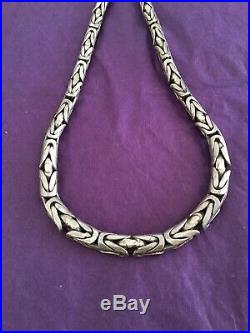 HEAVY 158 grams Sterling Silver Byzantine Woven Cubic Necklace Chain 21 7mm