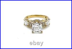 HSN Sterling Silver Goldclad Cucshion-cut Cubic Zirconia Ring. Size 6