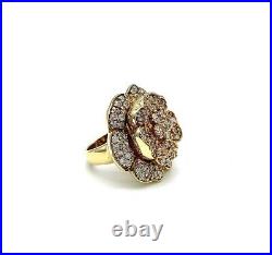 HSN Sterling Silver Goldclad Flower Cubic Zirconia Ring. Size 6