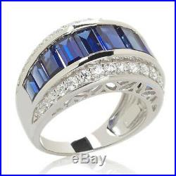 HSN Victoria Wieck 4.42ct Blue Sapphire & Cubic Zirconia Three Row Ring Size 7