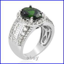 Halo Ring 925 Sterling Silver Chrome Diopside Cubic Zirconia Size 6 Ct 5.3 Gifts