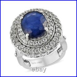 Halo Ring 925 Sterling Silver Sapphire Cubic Zirconia CZ Cts 9.3 Gifts