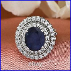 Halo Ring 925 Sterling Silver Sapphire Cubic Zirconia CZ Cts 9.3 Gifts