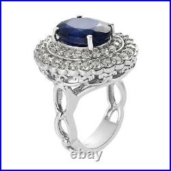 Halo Ring 925 Sterling Silver Sapphire Cubic Zirconia CZ Cts 9.3 Gifts