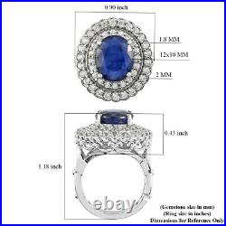 Halo Ring 925 Sterling Silver Sapphire Cubic Zirconia CZ Cts 9.3 Gifts