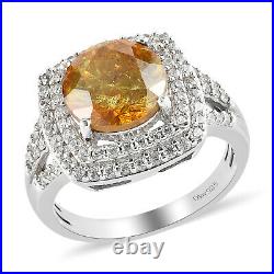 Halo Ring Jewelry 925 Sterling Silver Sphalerite Cubic Zirconia CZ Ct 4.5
