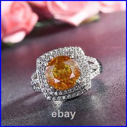 Halo Ring Jewelry 925 Sterling Silver Sphalerite Cubic Zirconia CZ Ct 4.5