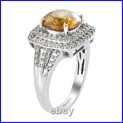 Halo Ring Jewelry 925 Sterling Silver Sphalerite Cubic Zirconia CZ Ct 4.5