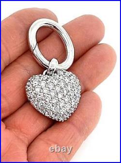 Heart Pendant Keyring 925 Sterling Silver Set With Clear Cubic Zirconia