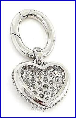 Heart Pendant Keyring 925 Sterling Silver Set With Clear Cubic Zirconia