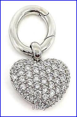 Heart Pendant Keyring 925 Sterling Silver Set With Clear Cubic Zirconia