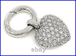 Heart Pendant Keyring 925 Sterling Silver Set With Clear Cubic Zirconia