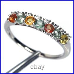 Heated Fancy-Color Sapphire & Cubic Zirconia Ring Silver 925 Sterling Size 8.75